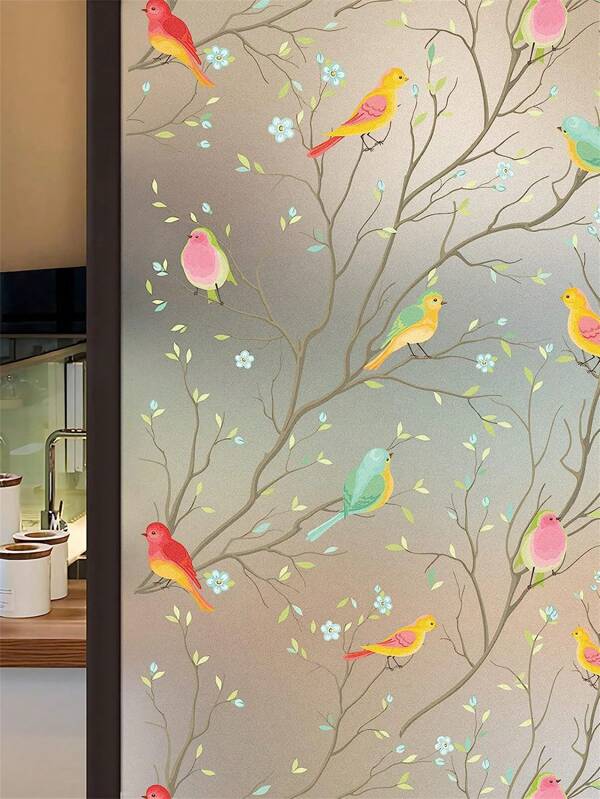 1roll Window Privacy Film Stained Glass Window Film Non-Adhesive Static Cling Glass Film Decorative Frosted Glass Window Film Window Heat Blocker Heat Control For Home