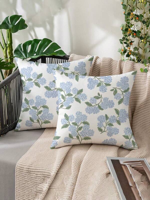 2pcs Spring/Summer Home Decor, Lovely Floral Design, Multiple Sizes, Throw Pillow Covers, Decorative Cushion Covers, Living Room Decor, Sofa Decor, Valentine's Day Gift For Him/Her, Sofa Cushion Covers, Car Seat Cushion Covers
